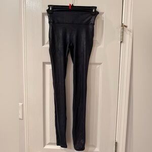 Spanx metallic navy blue leggings